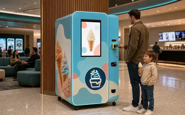 Máquina real para preparación y despacho automático de helados